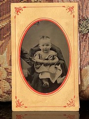 Antique photo, tintype, set of 3, baby, paper frame