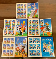 Five Booklets x 10 = 50 of LOONEY TUNES Bugs Bunny Complete Set US Postage Stamp