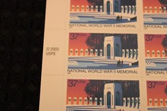 USPS National World War II Memorial 37c Postage Sheet #3862 MNH