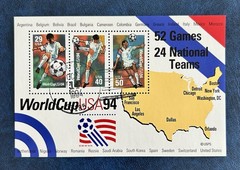 FIFA World Cup – USA 1994 SOCCER Souvenir Sheet SC#2837 Cancelled NH