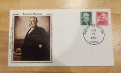 First Day Issue – Benjamin Harrison, 1 & 12 cent stamps, 8-20-1976, Colorano «Si