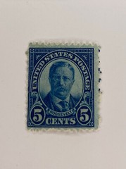 Roosevelt 5 cent blue stamp 1926-1928 #637 Unused Mint Lightly Hinged M2926