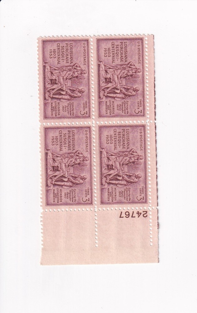 US Postage STAMPS 3c 3 CENT PB PLATE BLOCK LOUSIANA PURCHASE SESQUICENTENNIAL