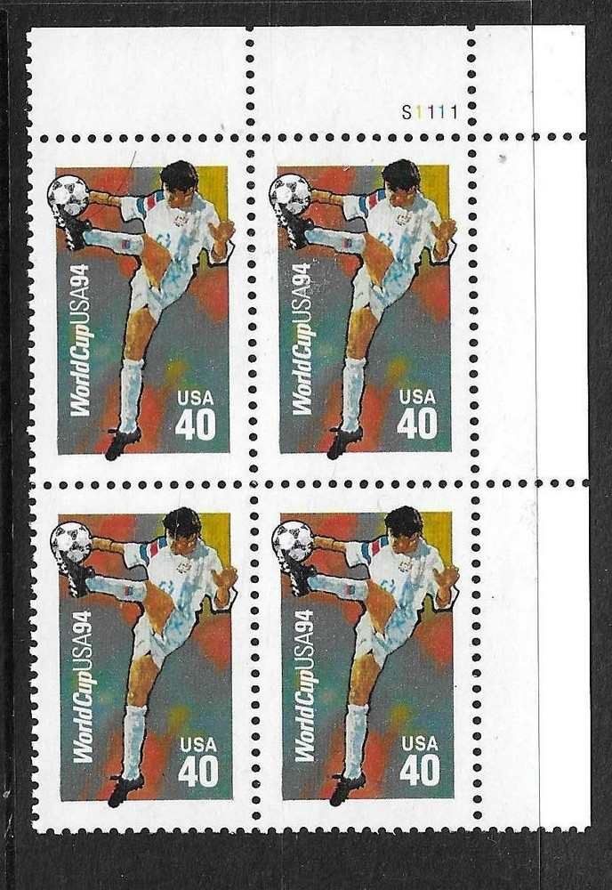 USA SC # 2835 USA Soccer World Cup 1994 – Plate Number BLK4 .MNH