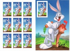 Scott#: 3137 – Bugs Bunny 10×32¢ 1997 Avery self-adhesive pane of 10 – Lot 11