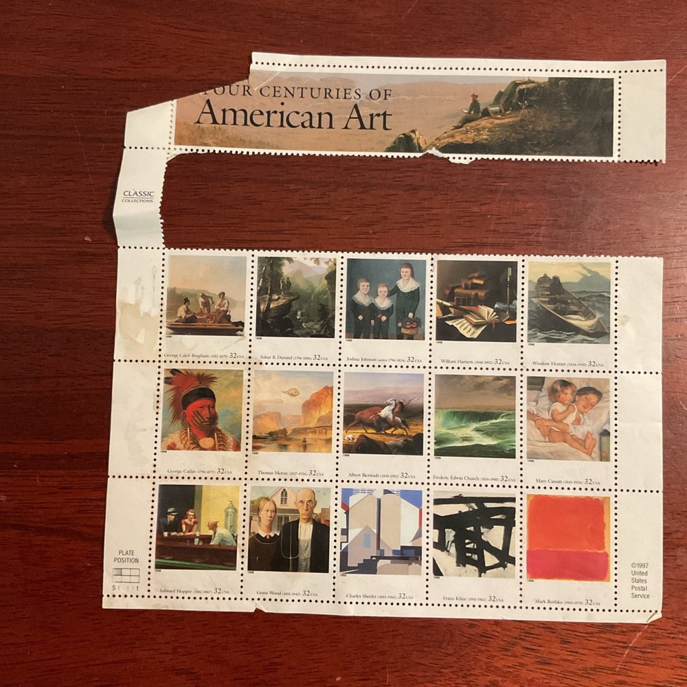 Four Centuries of American Art Classic Collection 32 Cent Postage Stamps 1998