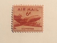 Genuine- 6 cent red us air mail stamps of 1949