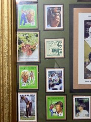 Framed Golf Stamp Collage Arnold Palmer Nicklaus Trevino Watson Woods 21×17