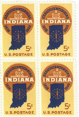 United States 5¢ Indiana Statehood Postage Stamp #1308 x 100 Singles