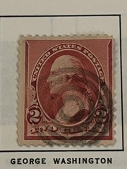 US 2 Cent Postage Stamp Single, Carmine, Used, Uncertified, Ungraded