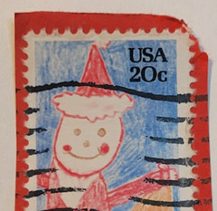 U.S. Postage ~ Seasons Greeting/Santa Drawing ~ Used/Posted ~ c.1984 ~ 02