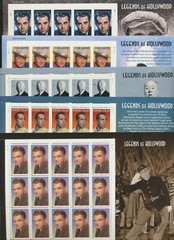Legends of Hollywood LOT of 5 Different MINT NH FULL SHEETS cagney,bogart,Wayne.