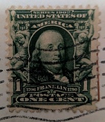 Antique Ultra Rare Post stamp Benjamin Franklin Stamp 1 cent Rare 1902 Series