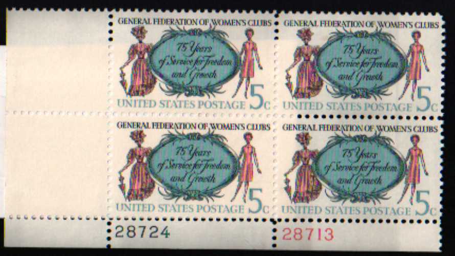 1966 5c General Federation of Women’s Clubs Block of Four Scott #1316 ST096