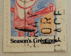 U.S. Postage ~ Seasons Greeting/Santa Drawing ~ Used/Posted ~ c.1984 ~ 02