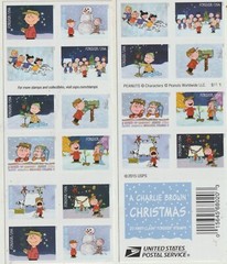 USPS CHARLIE BROWN CHRISTMAS Sheet of 20 one ounce rate stamps sent from OKC, OK