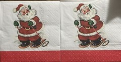 3 Individual Paper Decoupage Beverage Napkins Ski VTG Santa Claus Christmas 5×5