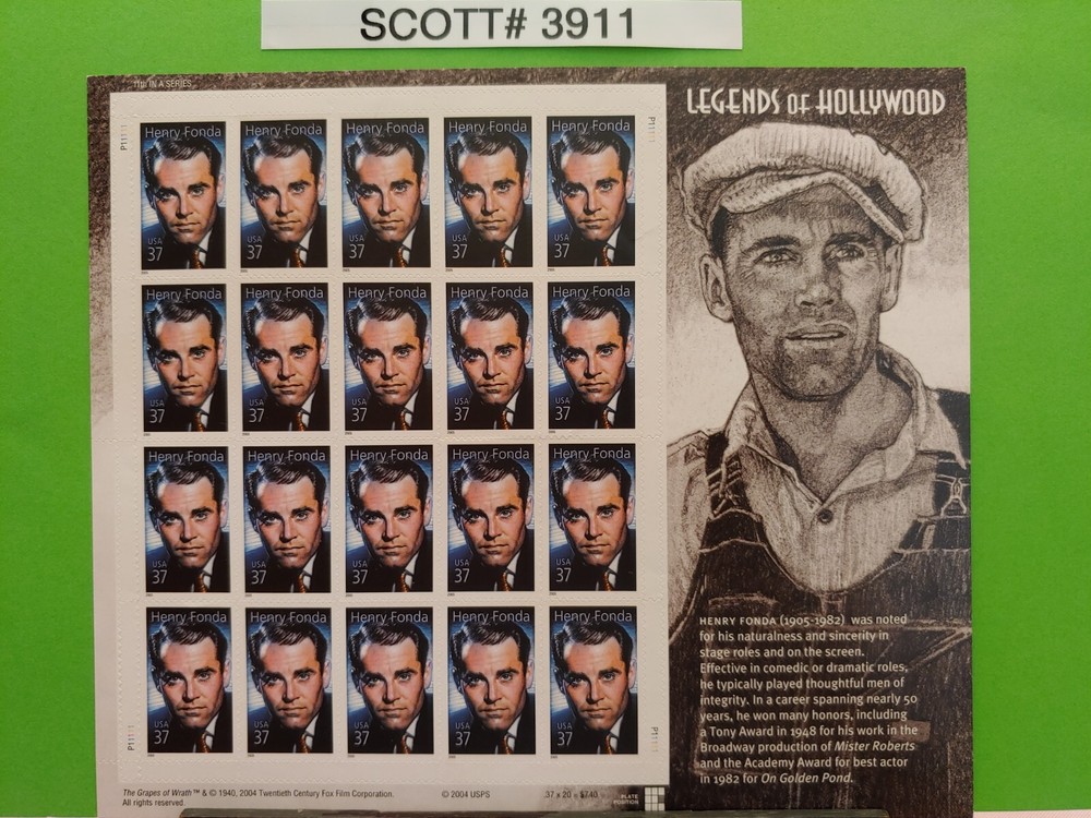 Scott # 3911 Legends of Hollywood Henry Fonda