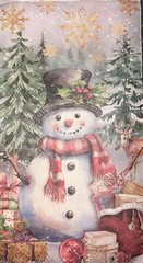 TWO Individual paper dinner Decoupage napkins Snowman Winter Reindeer Christmas