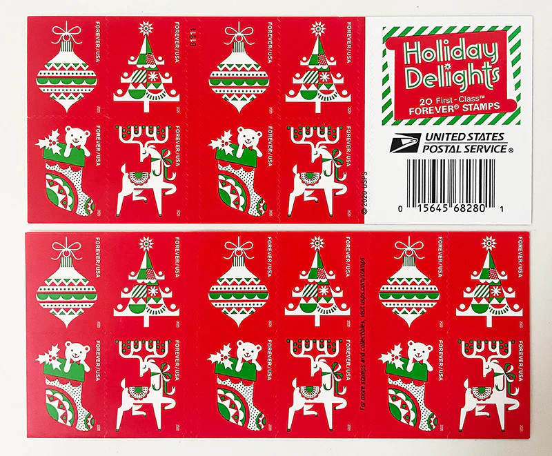 USPS Holiday Delights 2020 Forever Stamps – Booklet of 20 Postage Stamps