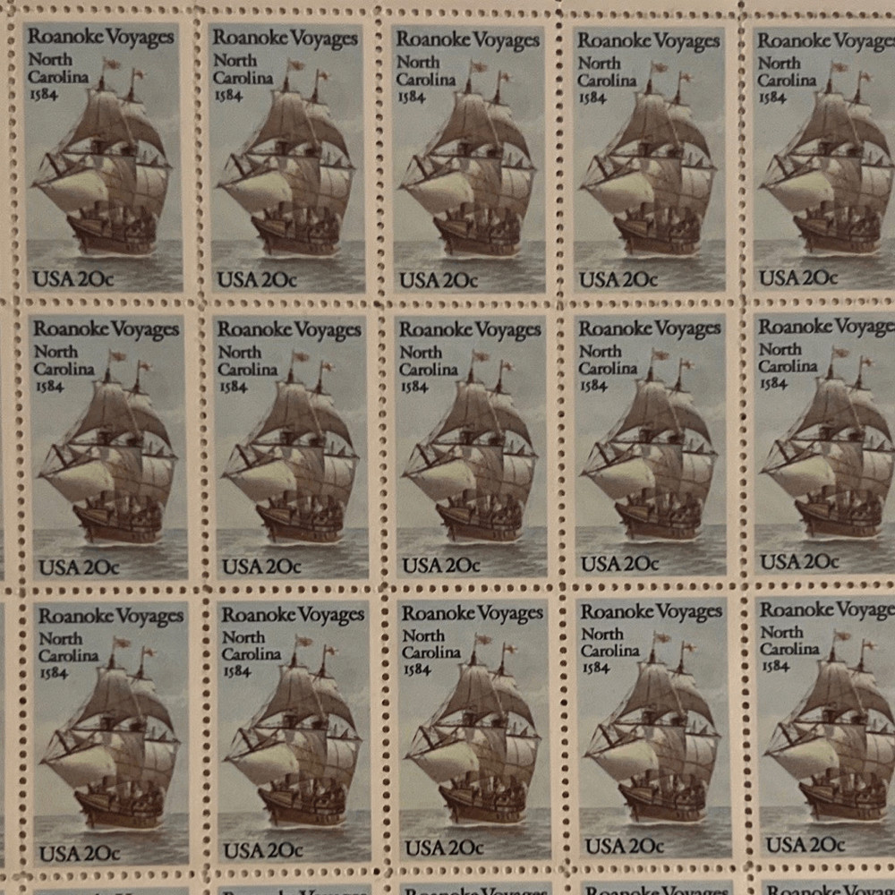 MNH 1984 Sheet of 50 20c Roanoke Voyages Stamps Scott #2093
