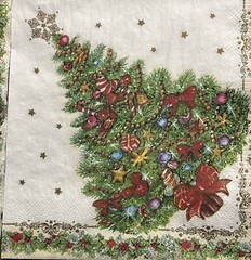 TWO Paper LUNCHEON Decoupage Art Craft Napkins – CHRISTMAS TREES Antique