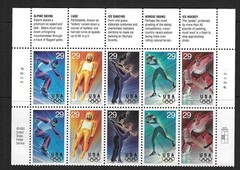 USA SC # 2811a Winter Olympic Games 1994 – Plate Number, Block 10 .MNH