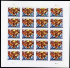 1 SHEET OF 20 HANUKKAH STAMPS Holiday Card Gift