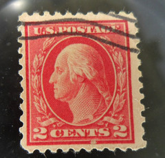 GEORGE WASHINGTON RED 2 CENT STAMP 1898. RARE