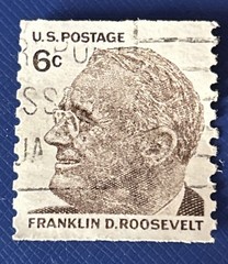 Franklin D. Roosevelt 6 Cents Postage Stamp Double Straight Edge