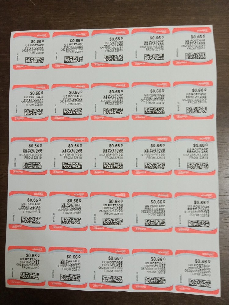 Computer Vended Stamps $0.66 Cents Face Value. Fast Shipping. Good Price