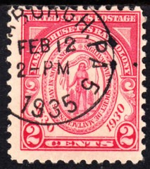 US SCOTT # 682 PITTSBURGH PA HANDSTAMPED 1935 2c MASSACHUSETTS H1726 J