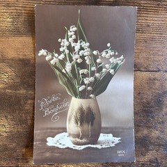 France Lily of the Valley Antique Postcard Sepia Flower Lily of the Valley