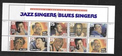 USA SC # 2861a Jazz Singers / Blues Singers Block 10 + Label . MNH