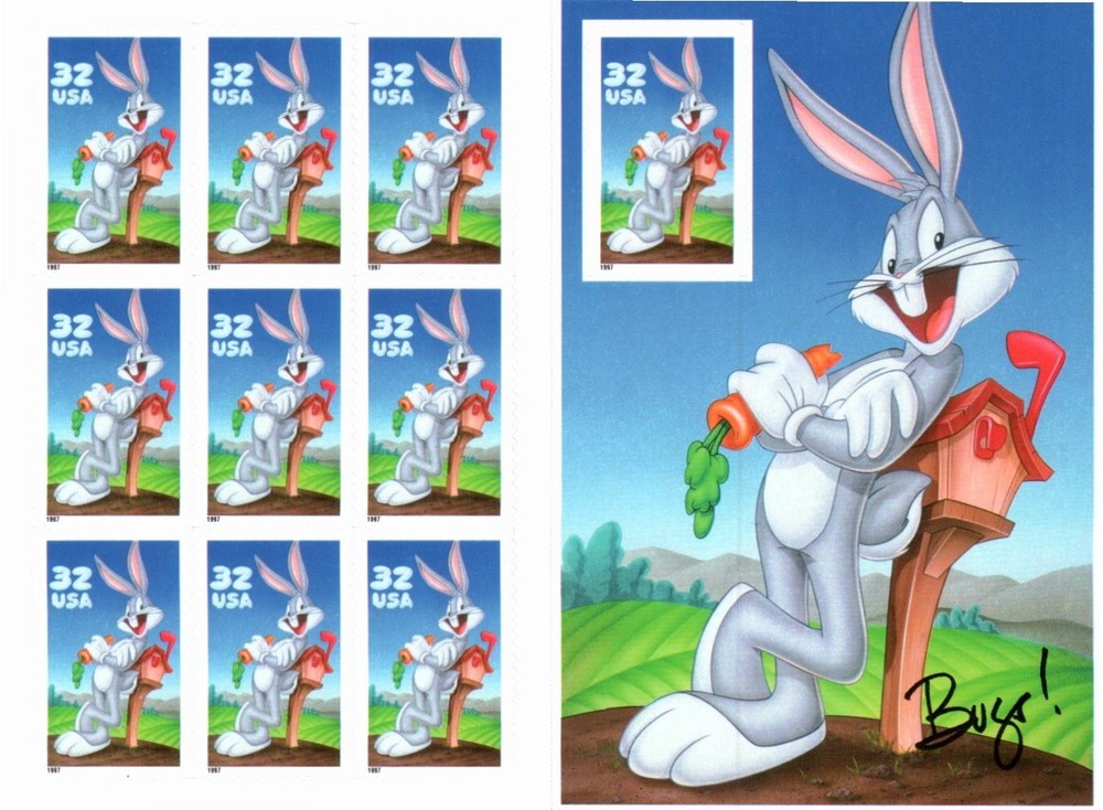 Scott#: 3137 – Bugs Bunny 10×32¢ 1997 Avery self-adhesive pane of 10 – Lot 4