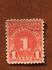 USA 1930’s Used Postage Due 1 Cent Stamp, Red. 24A