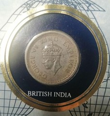 1944 British India 1 Rupee silver coin