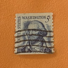 Vintage George Washington Blue 5 Cent Stamp (19)