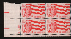 1962 4c Girl Scouts Plate Block of 4 Scott #1199 ST001