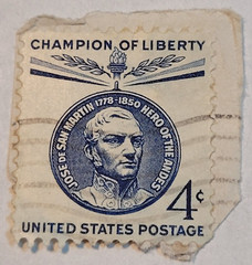 U.S. Postage ~ Champion Of Liberty/Jose De San Martin ~ 4¢ Stamp Blue ~ Posted