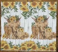 TWO Paper Dinner Decoupage Art Craft Napkins -highland Cow- /sunflowers