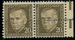 USA – 1967 – Prominent Americans – George C. Marshall – 20¢ x2 – #3690