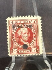 US 8C DOCUMENTARY REVENUE STAMP SERIES 1898 PERFIN PUNCH UNUSED