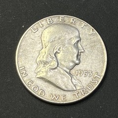 1953 Franklin Half Dollar Silver 90% Liberty Bell USA Large Silver Coin,