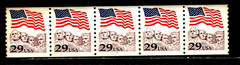 US Stamps 29¢ Flag/Mount Rushmore – Plate #3 Coil Strip of 5 MNH stamps SC#2523