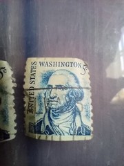 1967 US 5 Cent George Washington Stamp Blue – Used – Rare Vintage