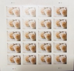 WEDDING WHITE ROSES Sheet of 20 Forever Stamps MNH #4520