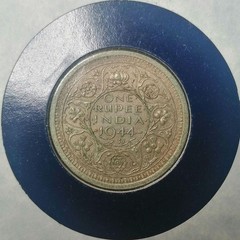 1944 British India 1 Rupee silver coin