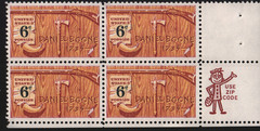 1968 6c Daniel Boone Block of Four Scott #1357 ST176