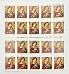 Scott #3675a Madonna & Child 2 Books of 20 = 40 Stamps 37¢ Christmas FV$14.80